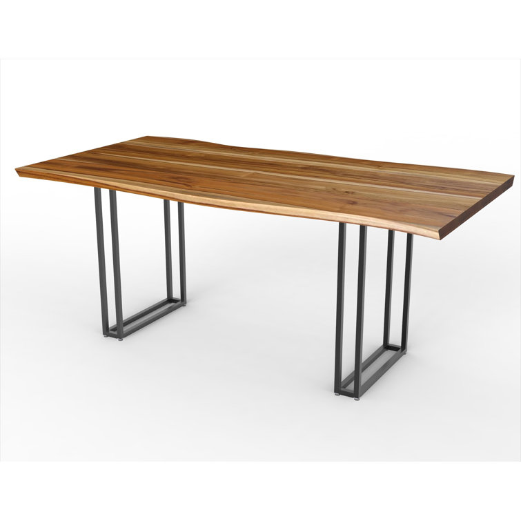 From the Source Kali Solid Wood Top Metal Base Dining Table Wayfair